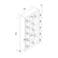 Bibliothèque Avec 10 Niches - Naturel Et Anthracite - SILOMAI -Pas Cher Mobiliora Magasin bibliotheque 14106537