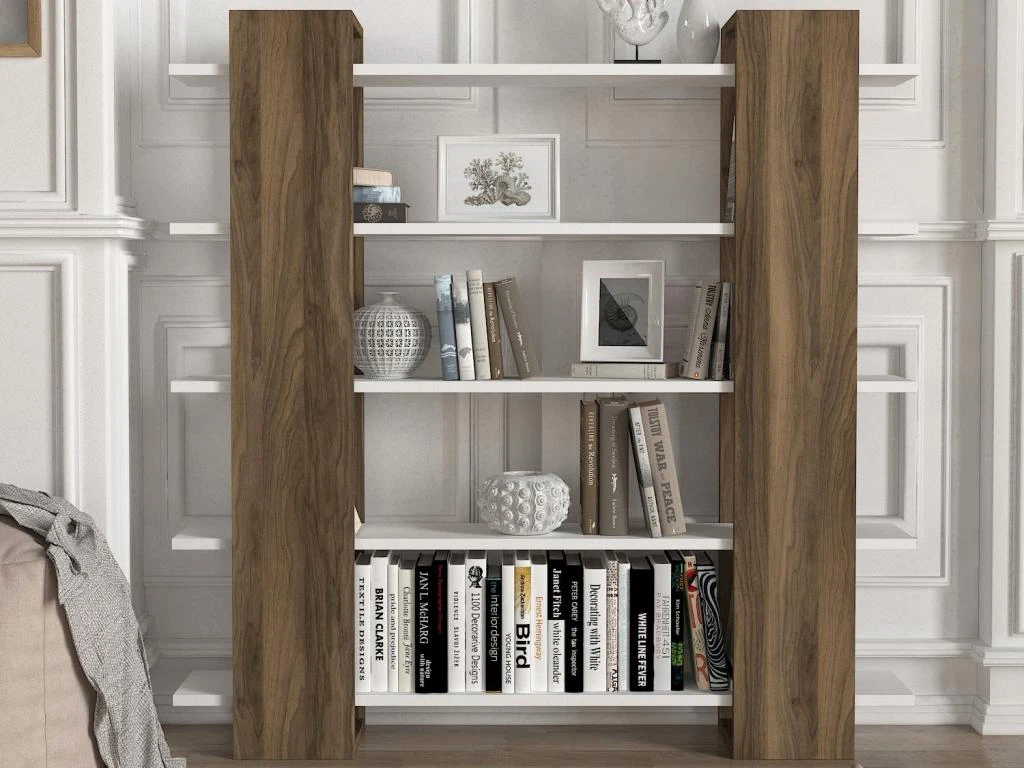 Bibliothèque Avec 5 étagères - Naturel Et Blanc - ZORYN 4 Bibliothèque Avec 5 étagères - Naturel Et Blanc - ZORYN – Image 2