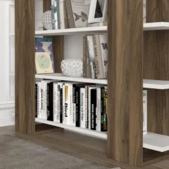 Bibliothèque Avec 5 étagères - Naturel Et Blanc - ZORYN 13 Bibliothèque Avec 5 étagères - Naturel Et Blanc - ZORYN -Pas Cher Mobiliora Magasin bibliotheque 14177675