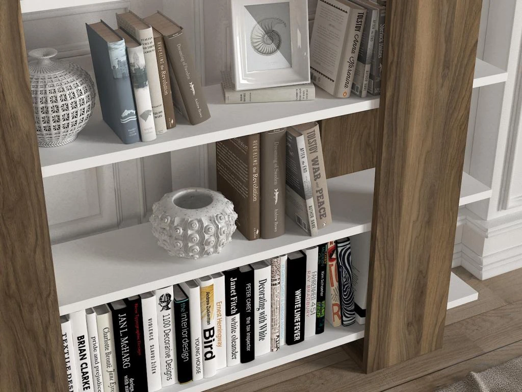 Bibliothèque Avec 5 étagères - Naturel Et Blanc - ZORYN 6 Bibliothèque Avec 5 étagères - Naturel Et Blanc - ZORYN – Image 4