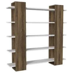 Bibliothèque Avec 5 étagères - Naturel Et Blanc - ZORYN 16 Bibliothèque Avec 5 étagères - Naturel Et Blanc - ZORYN -Pas Cher Mobiliora Magasin bibliotheque 14177679