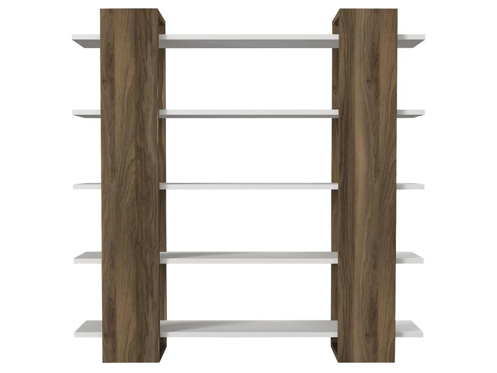 Bibliothèque Avec 5 étagères - Naturel Et Blanc - ZORYN 7 Bibliothèque Avec 5 étagères - Naturel Et Blanc - ZORYN – Image 5