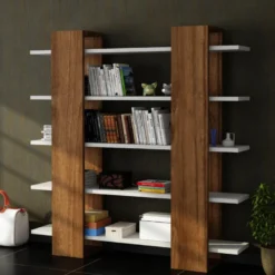 Bibliothèque Avec 5 étagères - Naturel Et Blanc - ZORYN 18 Bibliothèque Avec 5 étagères - Naturel Et Blanc - ZORYN -Pas Cher Mobiliora Magasin bibliotheque 14177683