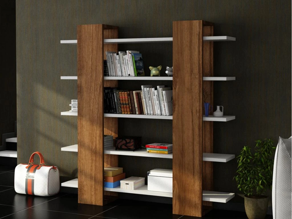 Bibliothèque Avec 5 étagères - Naturel Et Blanc - ZORYN 10 Bibliothèque Avec 5 étagères - Naturel Et Blanc - ZORYN – Image 8