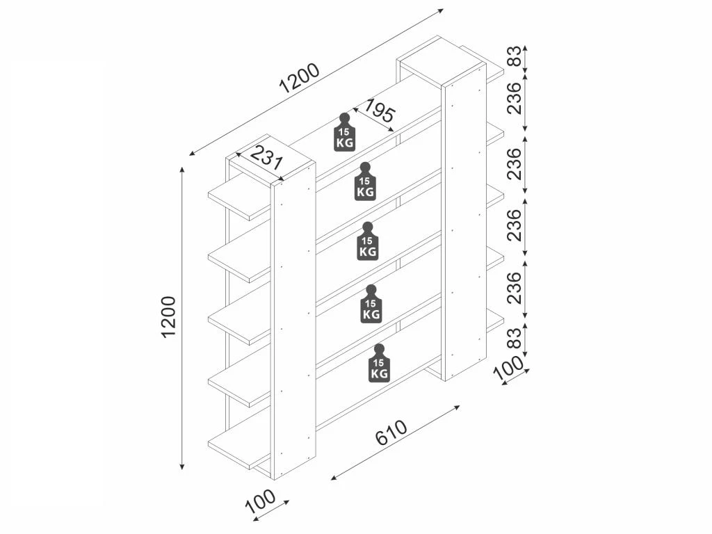 Bibliothèque Avec 5 étagères - Naturel Et Blanc - ZORYN 11 Bibliothèque Avec 5 étagères - Naturel Et Blanc - ZORYN – Image 9