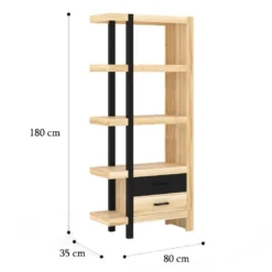 Bibliothèque 2 Tiroirs Et 3 étagères - Bois D'acacia Et Métal - Naturel Et Noir - JALEBA 13 Bibliothèque 2 Tiroirs Et 3 étagères - Bois D'acacia Et Métal - Naturel Et Noir - JALEBA -Pas Cher Mobiliora Magasin bibliotheque 15697867
