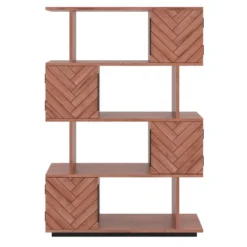 Bibliothèque 4 Portes Et 4 Niches - Bois D'acacia Et Métal - Naturel Et Noir - VEDILA -Pas Cher Mobiliora Magasin bibliotheque 15698333