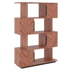 Bibliothèque 4 Portes Et 4 Niches - Bois D'acacia Et Métal - Naturel Et Noir - VEDILA -Pas Cher Mobiliora Magasin bibliotheque 15698335