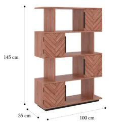 Bibliothèque 4 Portes Et 4 Niches - Bois D'acacia Et Métal - Naturel Et Noir - VEDILA -Pas Cher Mobiliora Magasin bibliotheque 15698365
