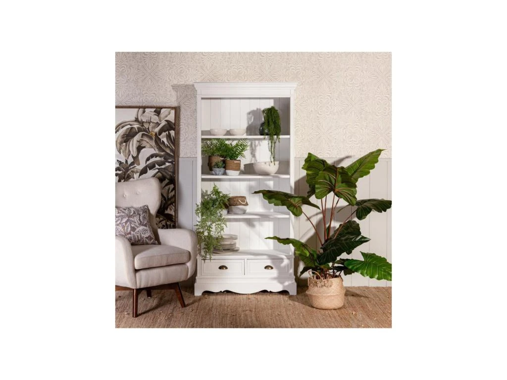 Bibliothèque 3 étagères 2 Tiroirs Bois Blanc - CHANTALE 4 Bibliothèque 3 étagères 2 Tiroirs Bois Blanc - CHANTALE – Image 2