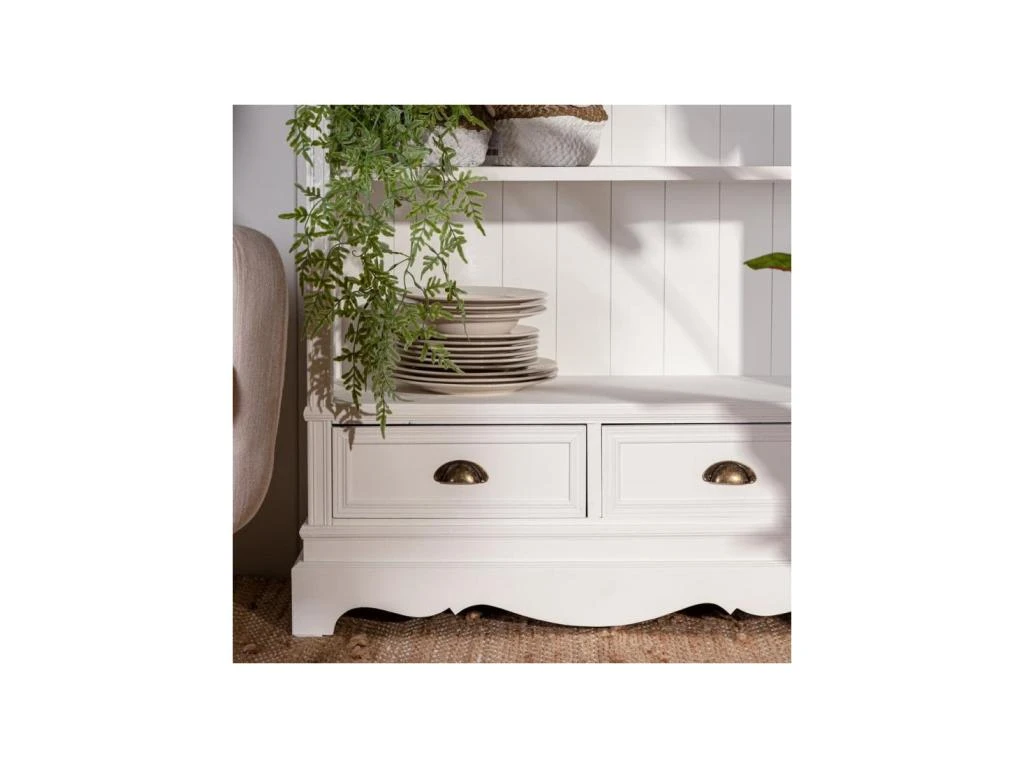 Bibliothèque 3 étagères 2 Tiroirs Bois Blanc - CHANTALE 8 Bibliothèque 3 étagères 2 Tiroirs Bois Blanc - CHANTALE – Image 6