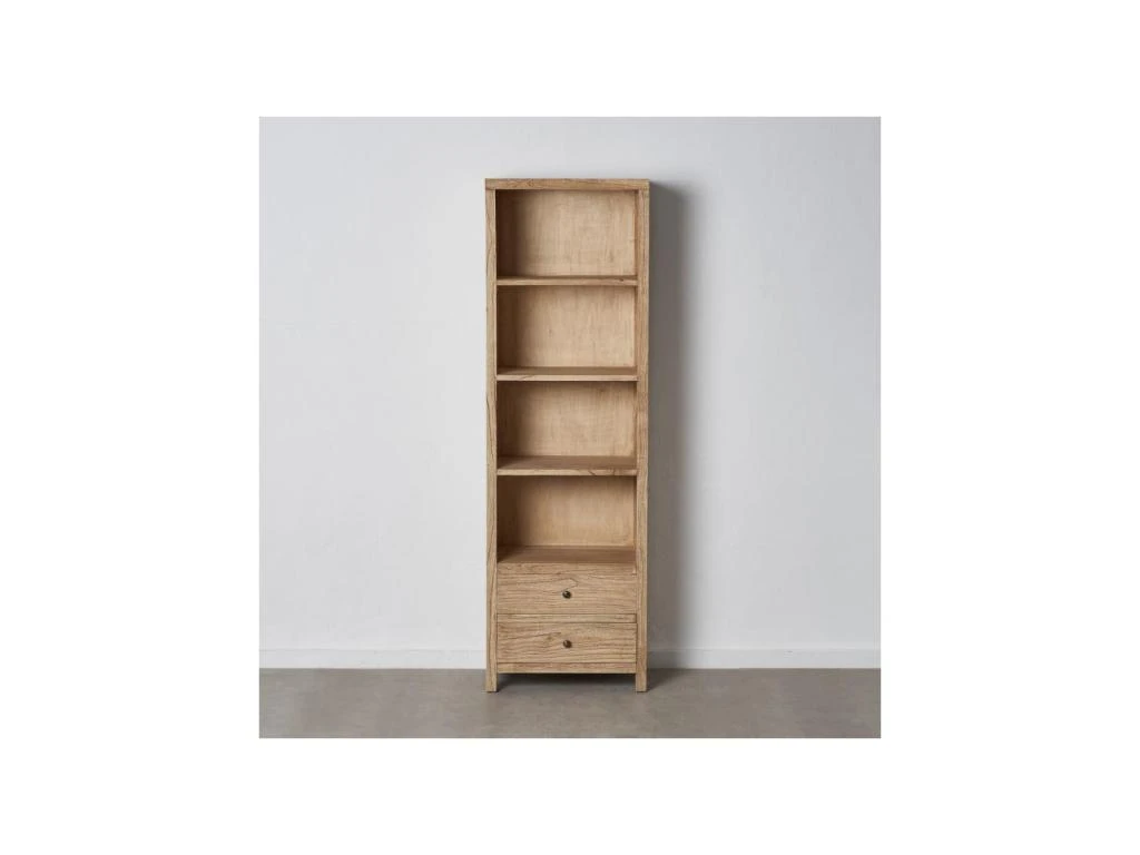 Bibliothèque 3 étagères 2 Tiroirs Bois Massif Clair - LAINA 4 Bibliothèque 3 étagères 2 Tiroirs Bois Massif Clair - LAINA – Image 2
