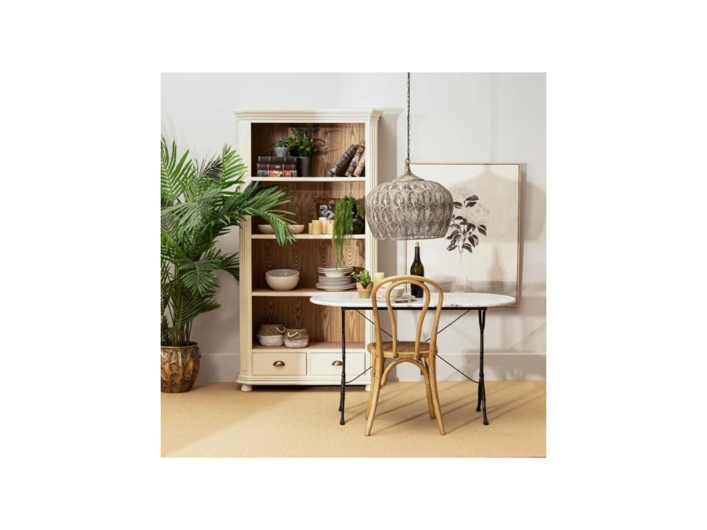 Bibliothèque 3 étagères 2 Tiroirs Bois/Crème - CAMILLE 4 Bibliothèque 3 étagères 2 Tiroirs Bois/Crème - CAMILLE – Image 2