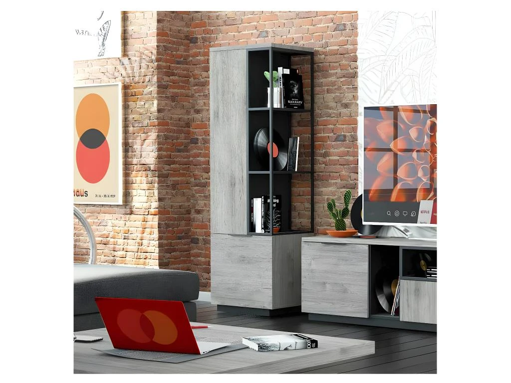 Bibliothèque 2 Portes Bois/Métal - LEOKI 4 Bibliothèque 2 Portes Bois/Métal - LEOKI – Image 2