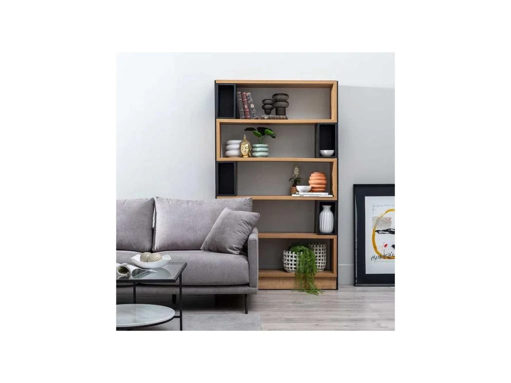 Bibliothèque 5 étagères Bois/Métal - LOUISA 4 Bibliothèque 5 étagères Bois/Métal - LOUISA – Image 2