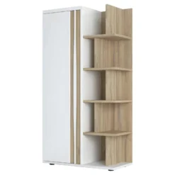 Bibliothèque 1 Porte Blanc Laqué/ Chêne Doré - STAIN -Pas Cher Mobiliora Magasin bibliotheque 18316771