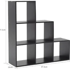 Bibliothèque Etagère Moderne Noir 6 Cubes Mdf Salon 97,5x97,5x29 -Pas Cher Mobiliora Magasin bibliotheque 18400591