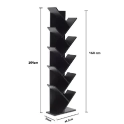 Etageres Bibliotheque Bois Noir Design Contemporain 160x44,5x22 -Pas Cher Mobiliora Magasin bibliotheque 18400621