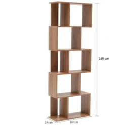 Bibliothèque Etagère 5 Etagères Marron Moderne Bois 172,5x60x24,5 -Pas Cher Mobiliora Magasin bibliotheque 18400677