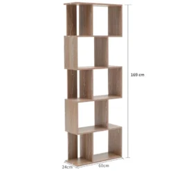 Bibliotheque Etagere 5 Etageres Bois Marron 172,5x60x24,5 -Pas Cher Mobiliora Magasin bibliotheque 18400697