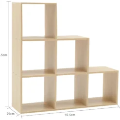 Etagère Bibliothèque Stockage 6 Niveaux Marron Bois 97,5x97,5x29 -Pas Cher Mobiliora Magasin bibliotheque 18429477