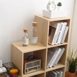 Etagère Bibliothèque Stockage 6 Niveaux Marron Bois 97,5x97,5x29 -Pas Cher Mobiliora Magasin bibliotheque 18429479