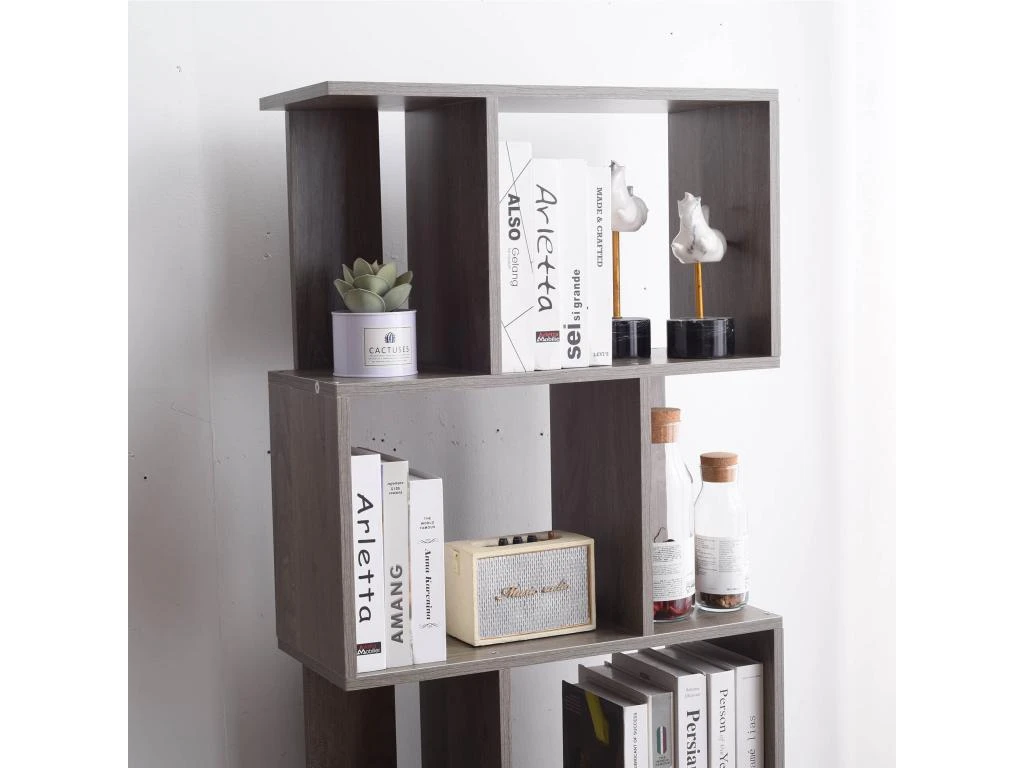 Bibliotheque 5 Etagères Mdf Gris Blanchi Bureau 169x60x24 7 Bibliotheque 5 Etagères Mdf Gris Blanchi Bureau 169x60x24 – Image 5