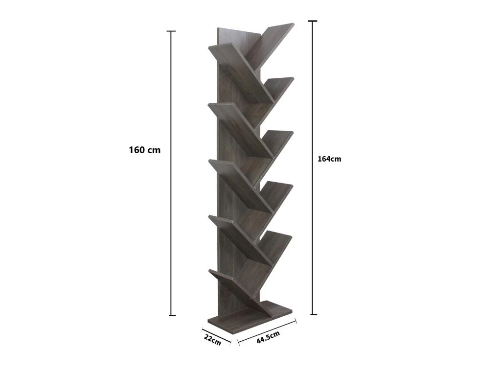 Etageres Bibliotheque Mdf Gris Blanchi Modern Bureau 160x44,5x22 5 Etageres Bibliotheque Mdf Gris Blanchi Modern Bureau 160x44,5x22 – Image 3