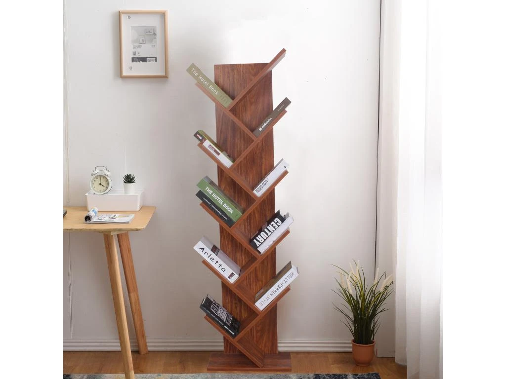 Bibliothèque Meuble 10 Etagères Mdf Marron Noyer 160x44,5x22 3 Bibliothèque Meuble 10 Etagères Mdf Marron Noyer 160x44,5x22