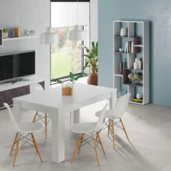 Bibliothèque étagères 7 Cases Blanc/Béton - TUKTUK - L 80 X L 25 X H 180 Cm -Pas Cher Mobiliora Magasin bibliotheque 19822721