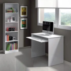 Bibliothèque 5 Niveaux Blanc - DESKOU - L 52 X L 25 X H 180 Cm -Pas Cher Mobiliora Magasin bibliotheque 19822731