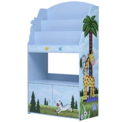 Bibliothèque Enfant Avec Placard De Rangement En Bois Bleu