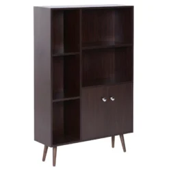 Bibliothèque Scandinave Wengé HANK Multiples Rangements