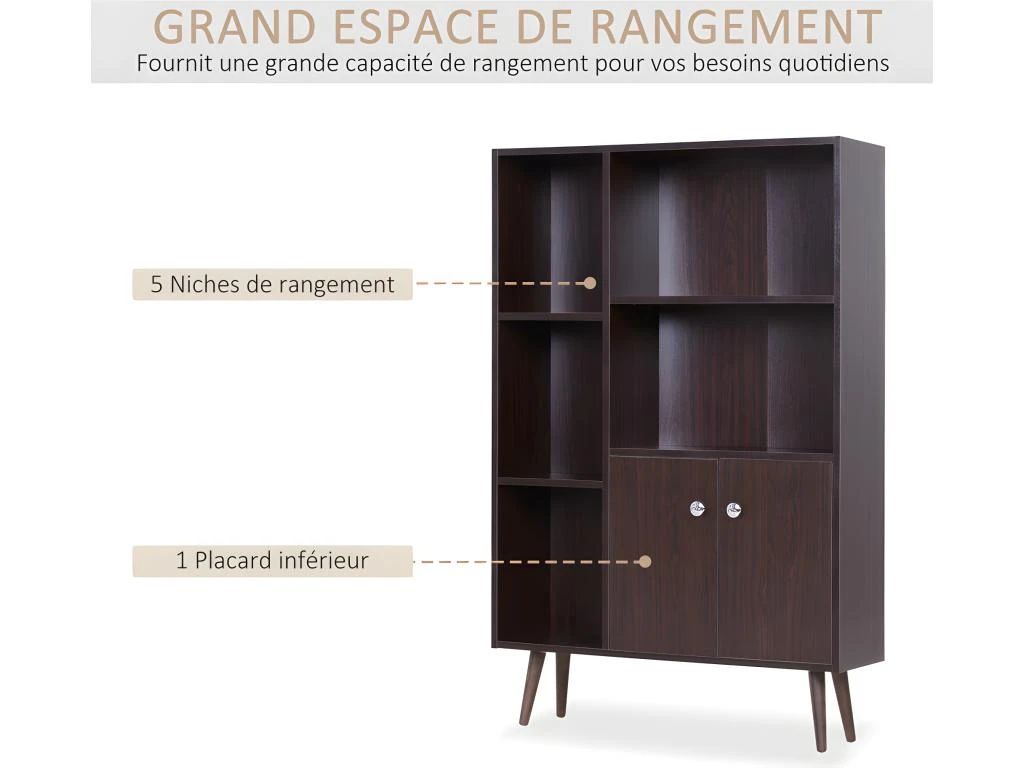 Bibliothèque Scandinave Wengé HANK Multiples Rangements 5 Bibliothèque Scandinave Wengé HANK Multiples Rangements – Image 3