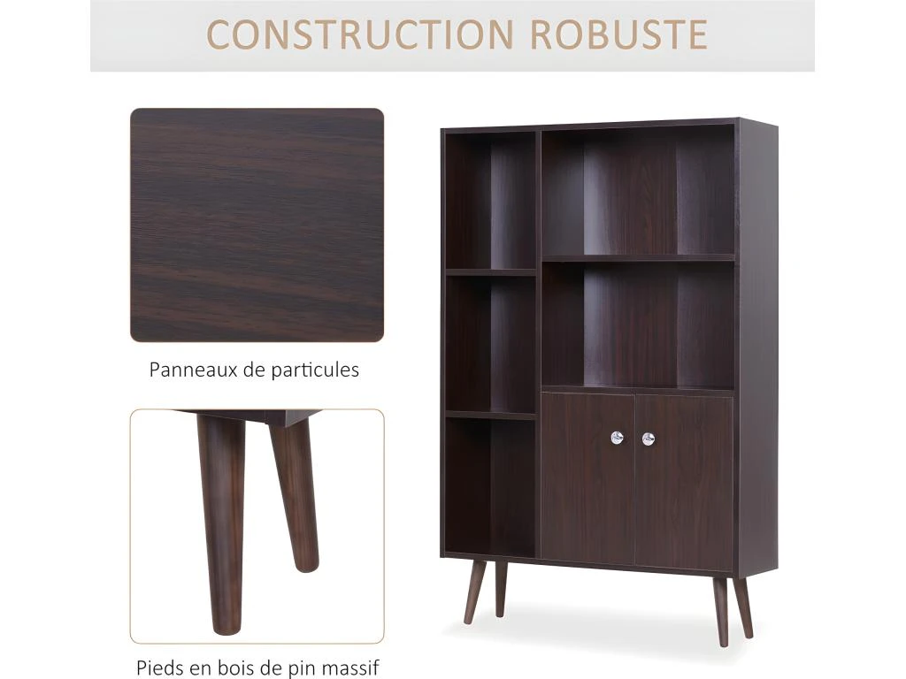 Bibliothèque Scandinave Wengé HANK Multiples Rangements 6 Bibliothèque Scandinave Wengé HANK Multiples Rangements – Image 4