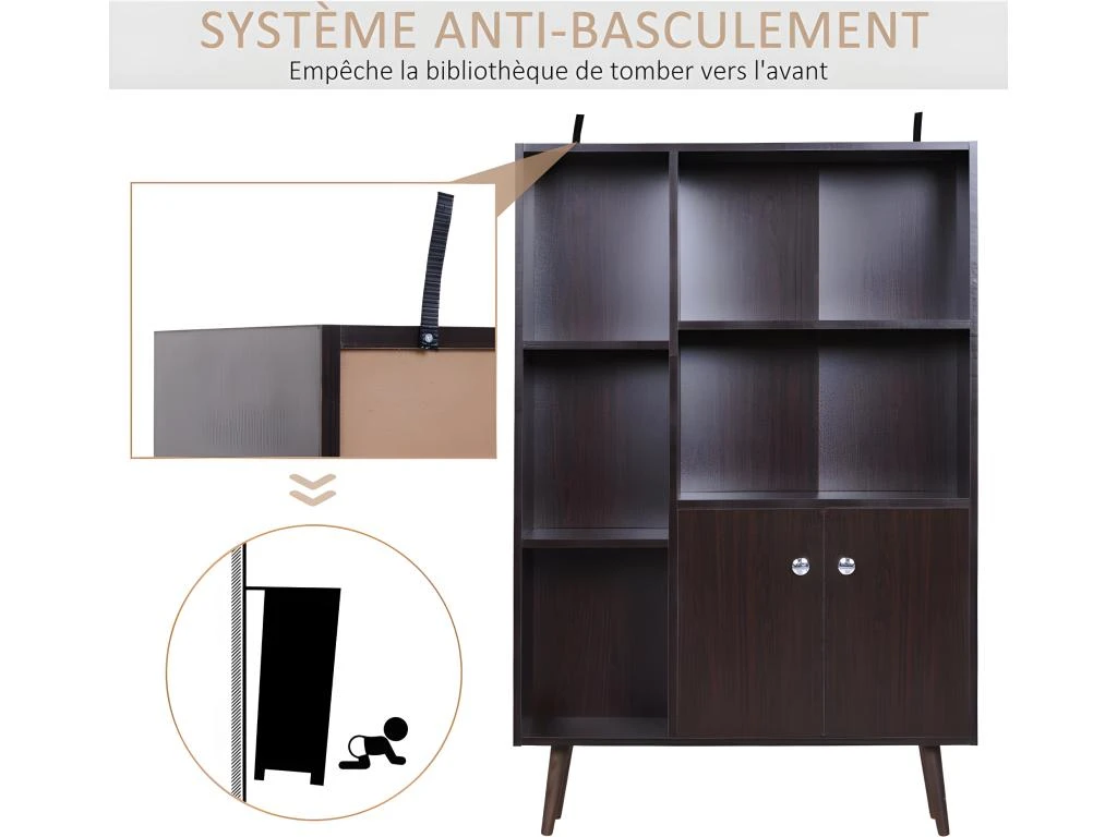 Bibliothèque Scandinave Wengé HANK Multiples Rangements 7 Bibliothèque Scandinave Wengé HANK Multiples Rangements – Image 5
