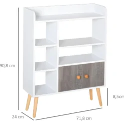 Bibliothèque Multi-rangement MELILLA Blanche Et Grise -Pas Cher Mobiliora Magasin bibliotheque 21988687