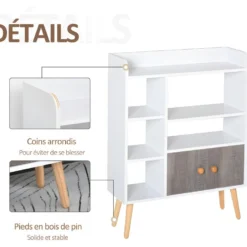 Bibliothèque Multi-rangement MELILLA Blanche Et Grise -Pas Cher Mobiliora Magasin bibliotheque 21988691