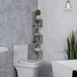 Etagère D'angle Zig-zag BENONI Gris Béton Ciré -Pas Cher Mobiliora Magasin bibliotheque 21988719