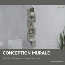 Etagère D'angle Zig-zag BENONI Gris Béton Ciré -Pas Cher Mobiliora Magasin bibliotheque 21988721