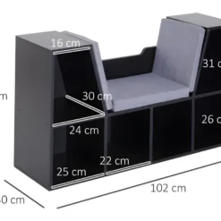 Banc Bibliothèque MATARO Noir Et Gris -Pas Cher Mobiliora Magasin bibliotheque 21988727
