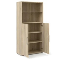 Prisme Armoire De Bureau 2 Portes Et 1 Tablette De Rangement. Finition Chêne. -Pas Cher Mobiliora Magasin bibliotheque 22083003