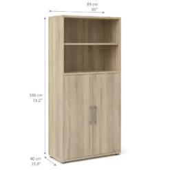 Prisme Armoire De Bureau 2 Portes Et 1 Tablette De Rangement. Finition Chêne. -Pas Cher Mobiliora Magasin bibliotheque 22083007
