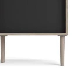 Rome Étagère, 2 Portes Coulissantes Et 6 Compartiments, Imitation Chêne Hickory, Noir Mat. -Pas Cher Mobiliora Magasin bibliotheque 22083127