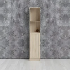 Base Étagère 1 Tablette De Rangement Et 1 Porte, Finition Chêne Structuré. -Pas Cher Mobiliora Magasin bibliotheque 22083305