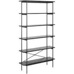 Angus Étagère Avec 5 Tablettes De Rangement Et 1 Porte, Noir.