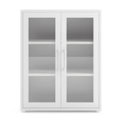 Prisme Armoire De Bureau 2 Portes Vitrées. Blanc -Pas Cher Mobiliora Magasin bibliotheque 22083647