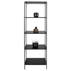 Viggo Étagère à 4 Tablettes De Rangement, Noir. -Pas Cher Mobiliora Magasin bibliotheque 22083709