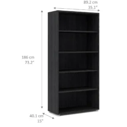 Prisme Étagère 4 Tablettes De Rangement. Imitation Frêne Noir. -Pas Cher Mobiliora Magasin bibliotheque 22083771
