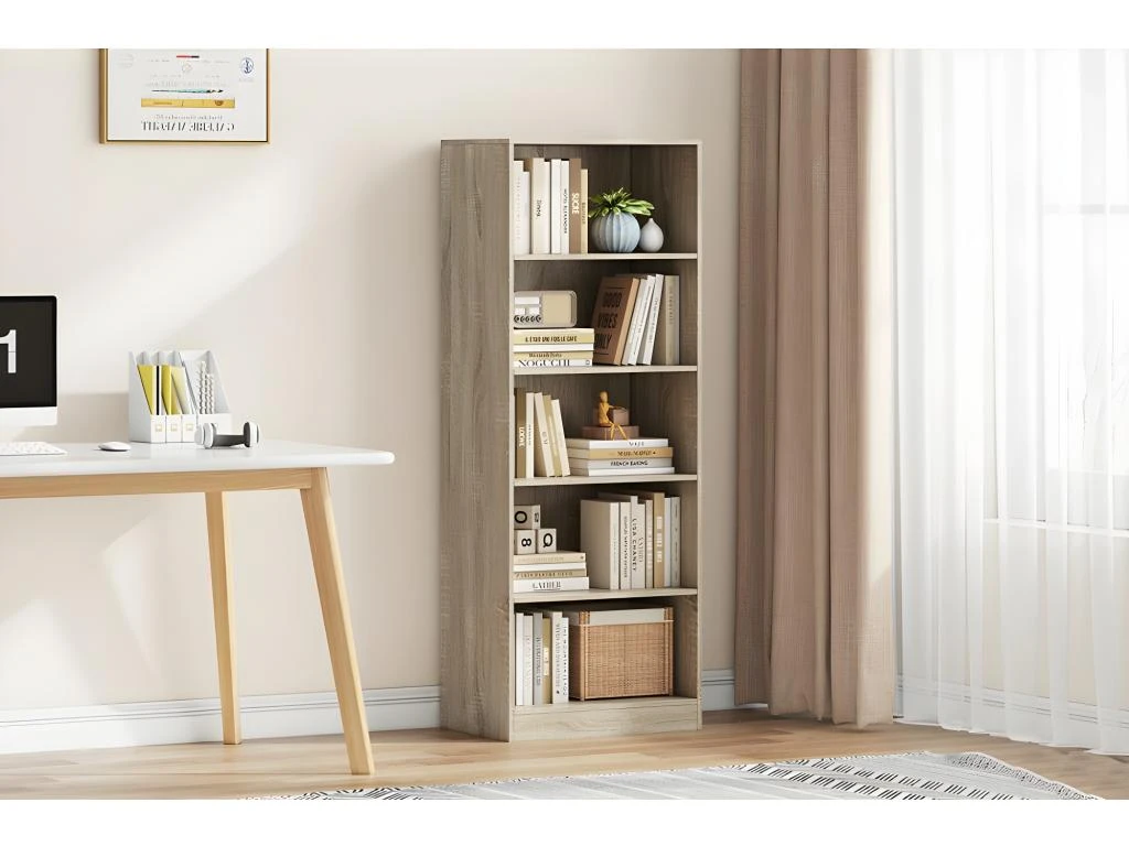 Bibliothèque Design 4 étagères, Coloris Chêne Clair Collection TOLLY 4 Bibliothèque Design 4 étagères, Coloris Chêne Clair Collection TOLLY – Image 2